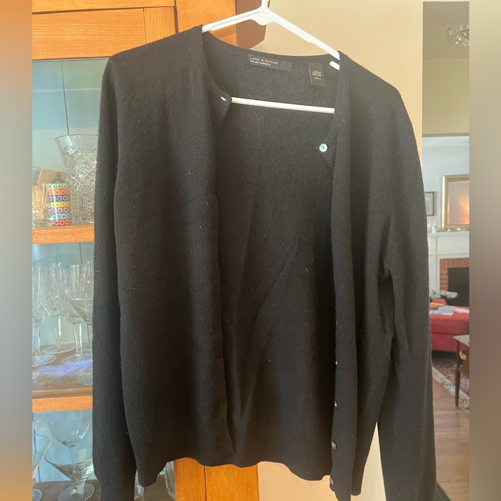 Lord and Taylor Button Up Cashmere Sweater